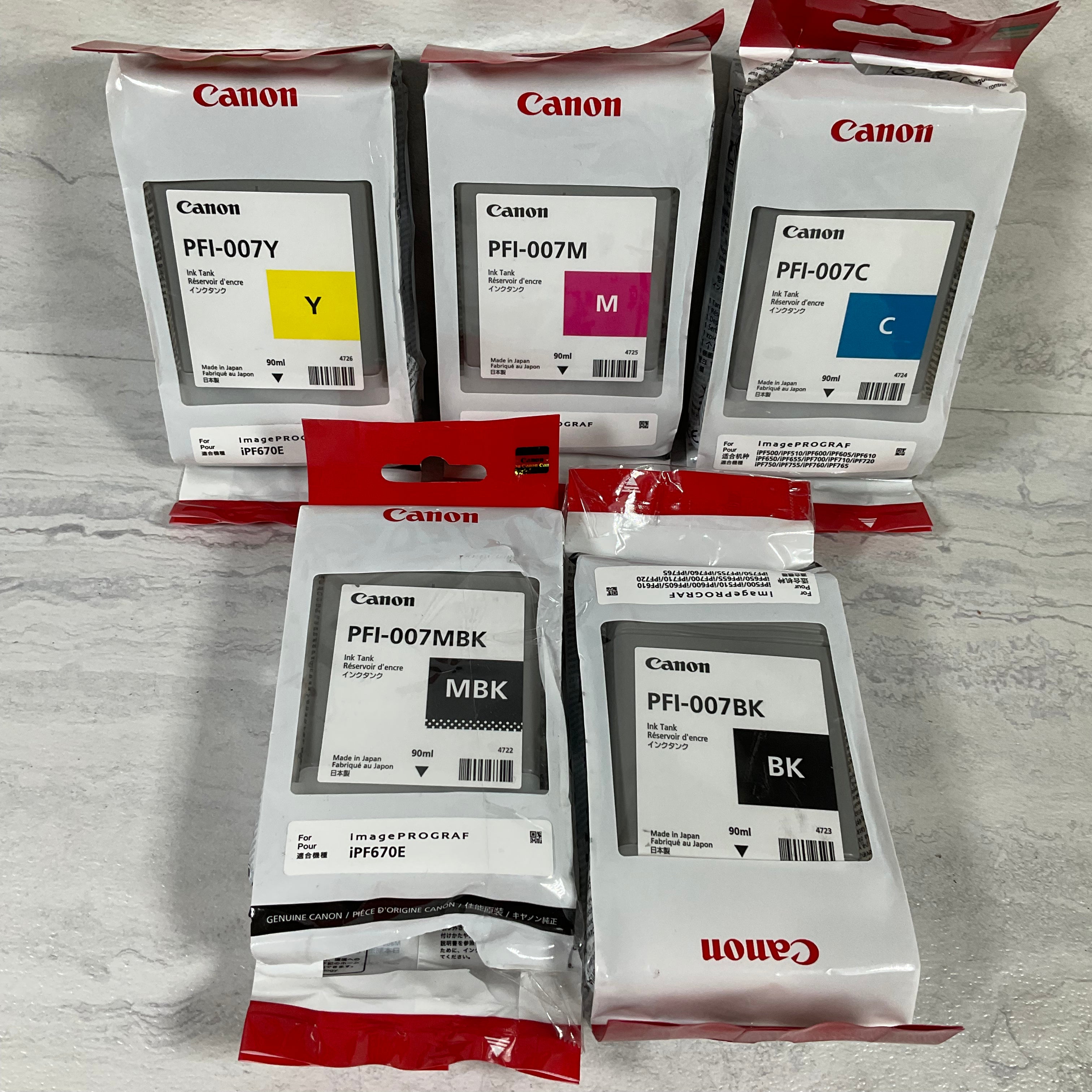 Canon Dye Ink Tank Bundle for imagePROGRAF iPF670E Printer, PFI-007 (7007769428151)